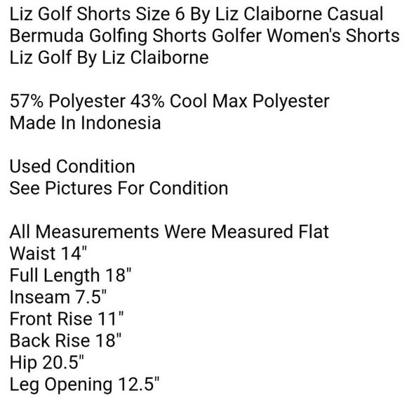 Liz Golf Shorts Size 6 By Liz Claiborne Casual Bermuda Golfing Shorts Golfer - Picture 4 of 4